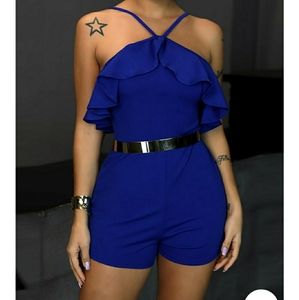 Halter Ruffle Romper (belt not included)